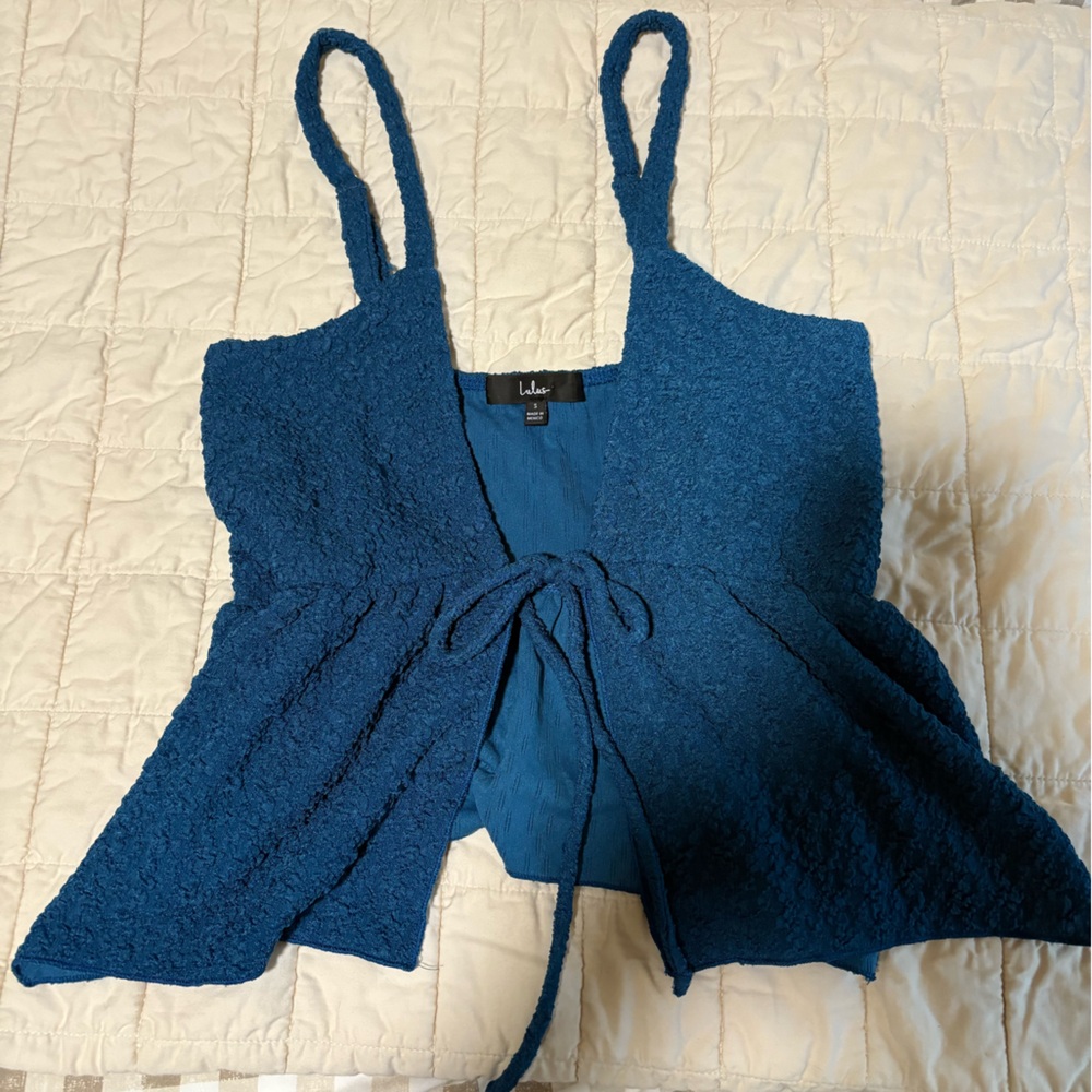 Lulus Blue Textured Sleeveless Top